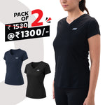 Load image into Gallery viewer, Women V Neck T-Shirt (Pack of 2) V-Neck Women TShirt for Workout, Gym, Running, Sports & Exercise