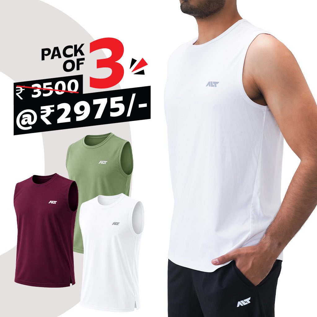 Men's Sleeveless T-Shirt (Pack of 3)