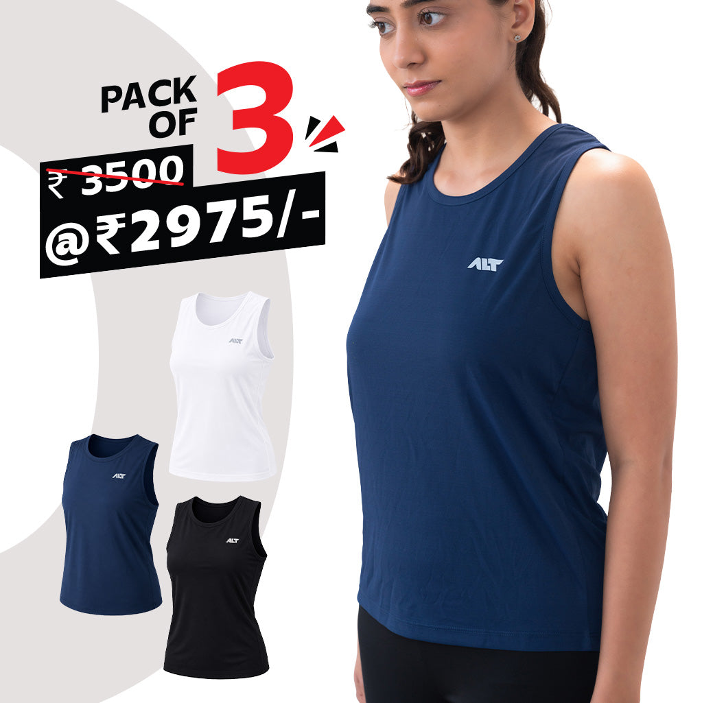 Women's Sleeveless T-Shirt (Pack of 3)