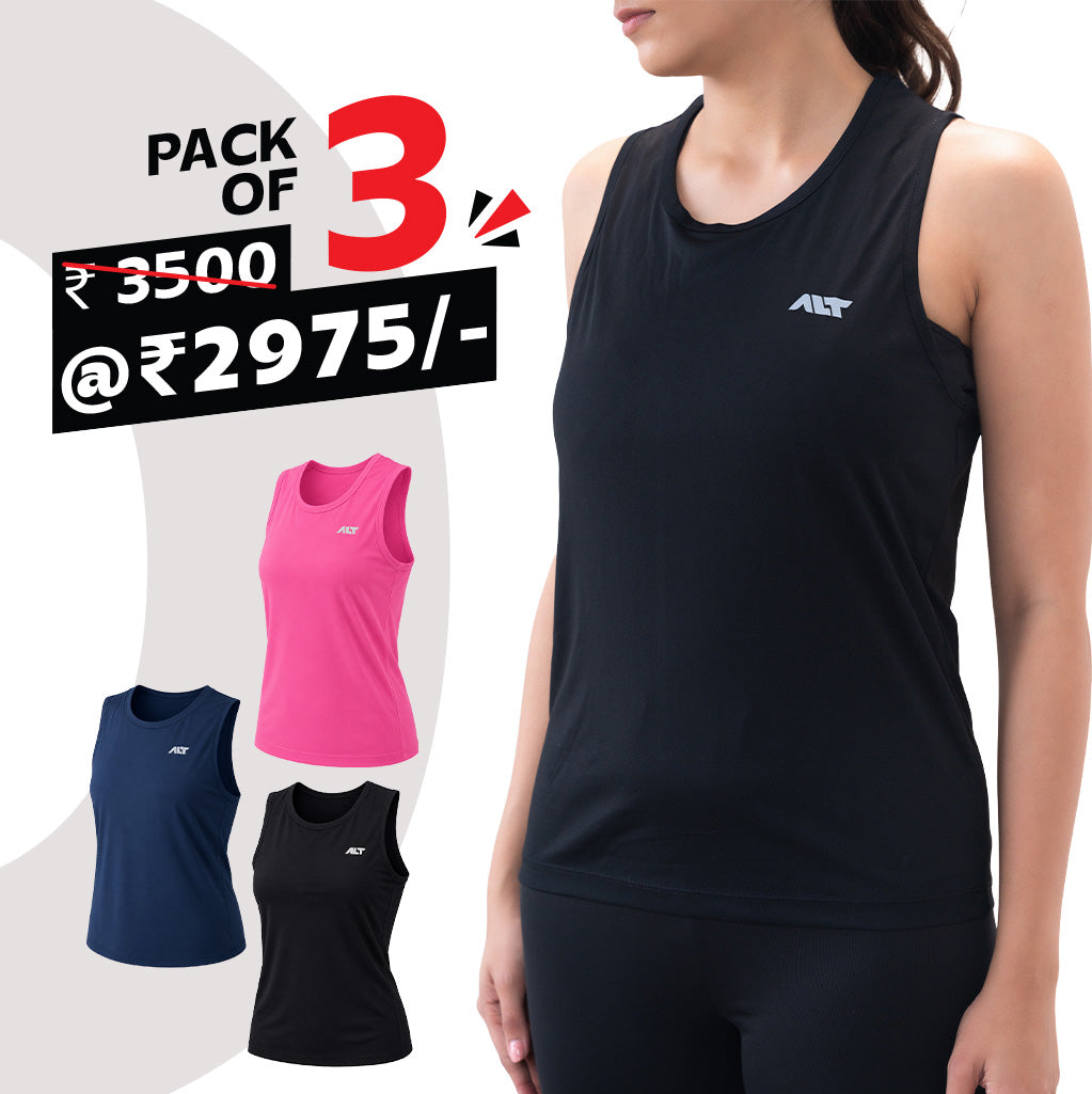 Women's Sleeveless T-Shirt (Pack of 3)