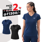 Load image into Gallery viewer, Women V Neck T-Shirt (Pack of 2) V-Neck Women TShirt for Workout, Gym, Running, Sports &amp; Exercise