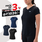 Load image into Gallery viewer, Women V Neck T-Shirt (Pack of 3) V-Neck Women TShirt for Workout, Gym, Running, Sports &amp; Exercise