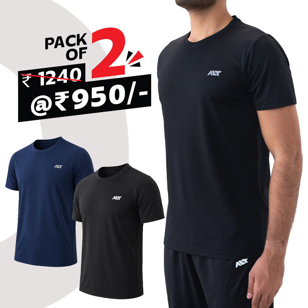 Men T-Shirt (Pack of 2) Best for Gym, Workout, Sports & Daily Exercise
