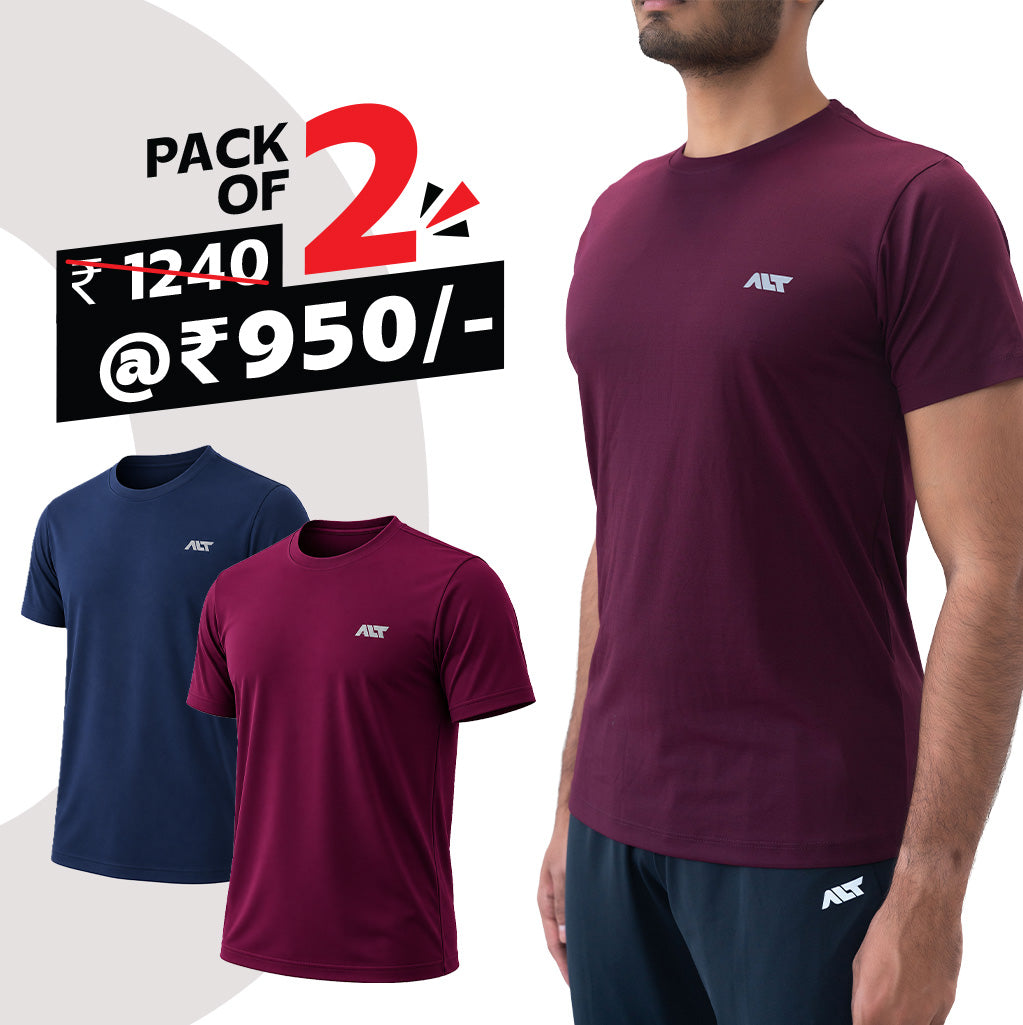 Men T-Shirt (Pack of 2) Best for Gym, Workout, Sports & Daily Exercise