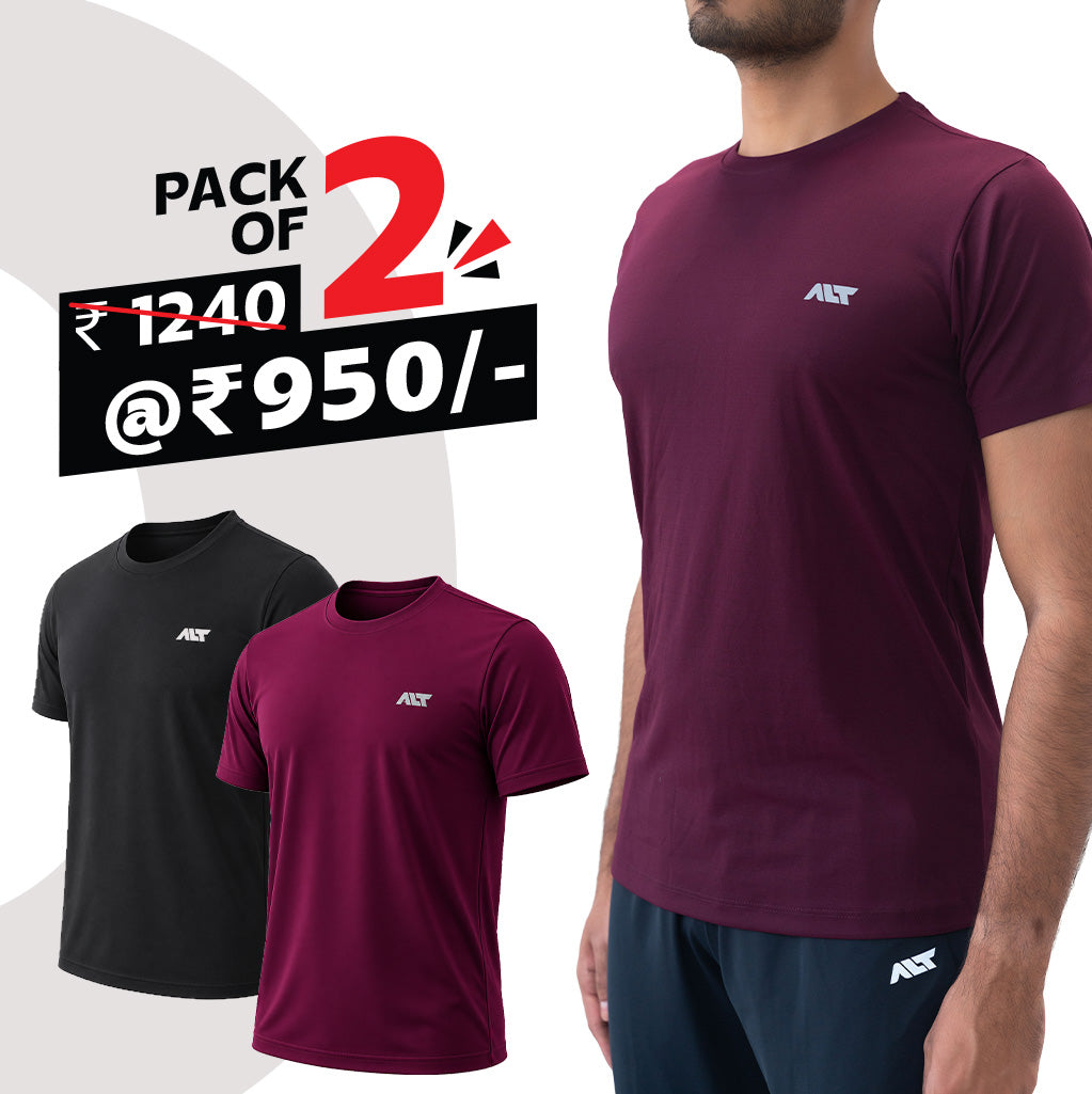 Men T-Shirt (Pack of 2) Best for Gym, Workout, Sports & Daily Exercise