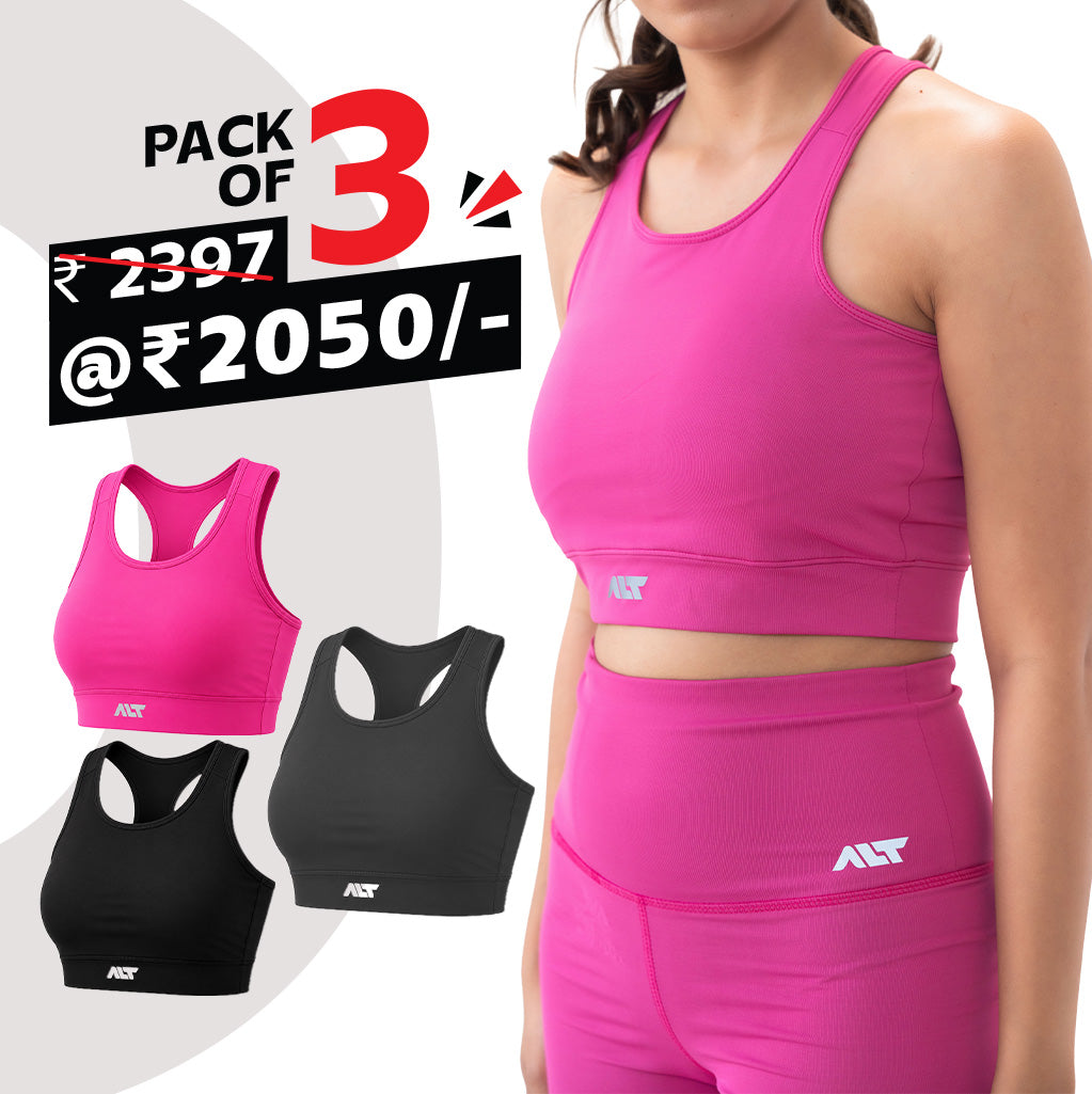 Women Sports Bra (Pack of 3) Best for Gym, Workout, Running, Sports & Daily Exercise