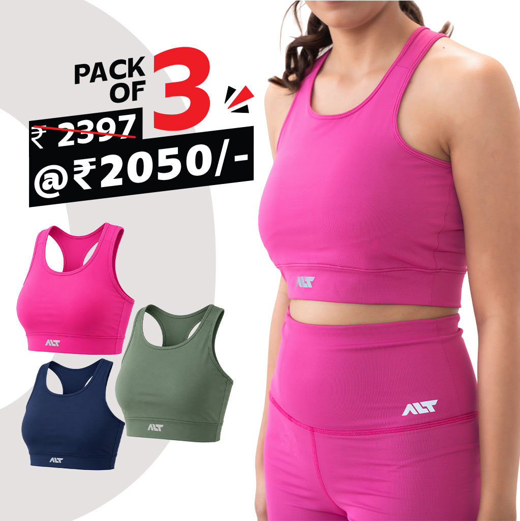 Women Sports Bra (Pack of 3) Best for Gym, Workout, Running, Sports & Daily Exercise