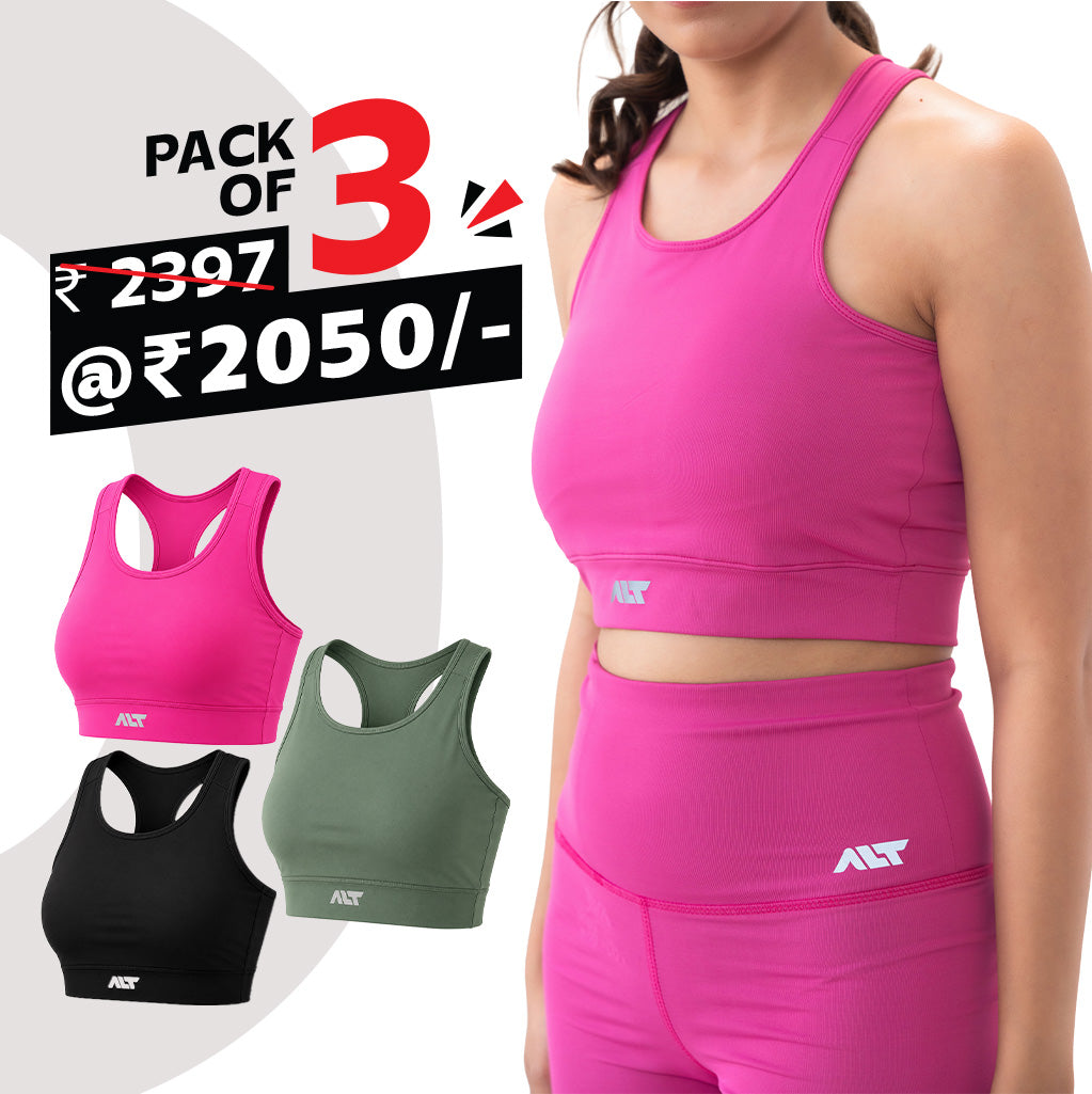 Women Sports Bra (Pack of 3) Best for Gym, Workout, Running, Sports & Daily Exercise