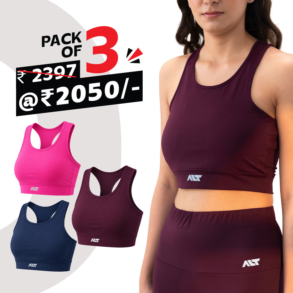 Women Sports Bra (Pack of 3) Best for Gym, Workout, Running, Sports & Daily Exercise